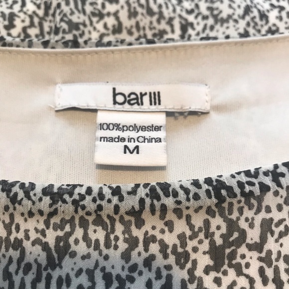 Bar III Black and White Laser Cut Smock Waist Feminine Dress Size Medium - Picture 3 of 7